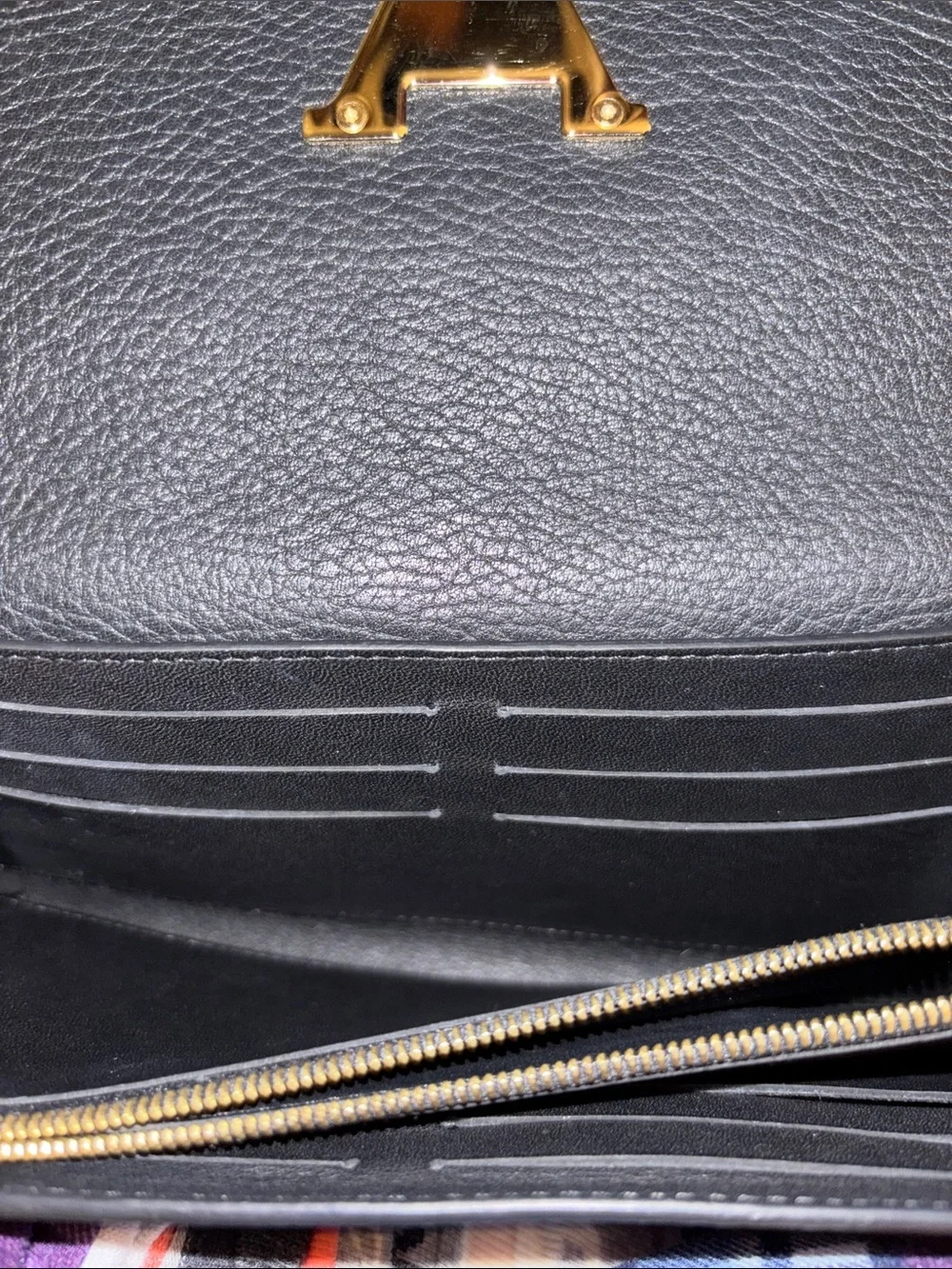 Louis Vuitton Black Leather Continental Wallet with Gold Accents - Picture 5 of 9
